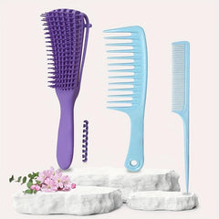 3pcs Detangling Hair Brush Set with Wide Tooth Comb