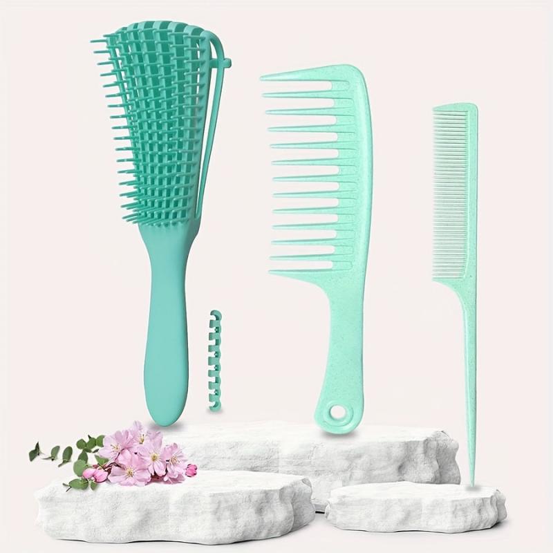 3pcs Detangling Hair Brush Set with Wide Tooth Comb
