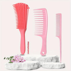 3pcs Detangling Hair Brush Set with Wide Tooth Comb