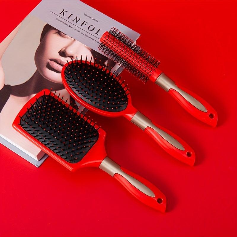 Red Detangling Brush Paddle Hair Brush Scalp Massage Air Cushion Comb