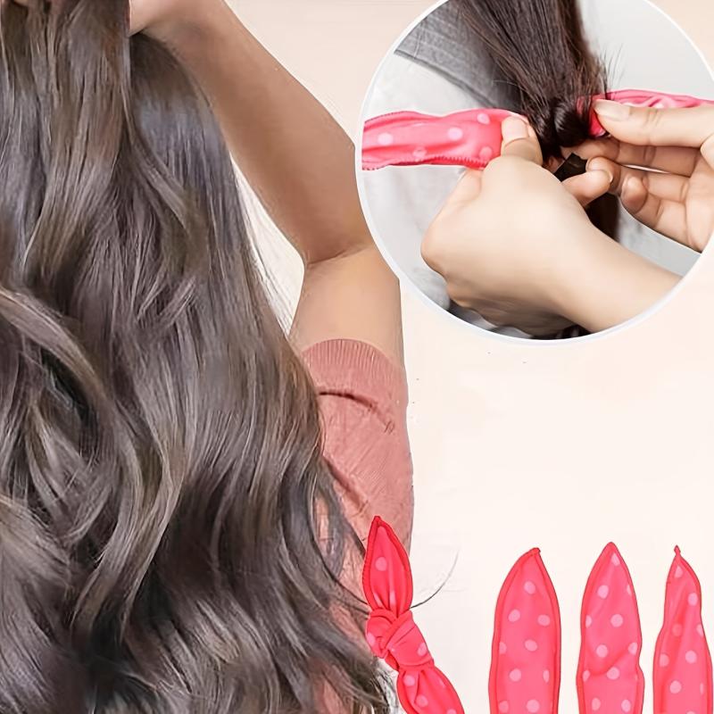 10pcs Pink Polka Dot Hair Curlers Heatless Rollers DIY Styling Tool