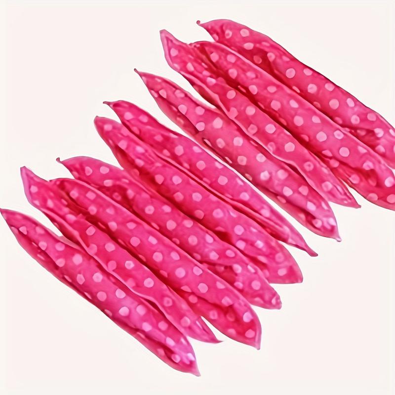 10pcs Pink Polka Dot Hair Curlers Heatless Rollers DIY Styling Tool