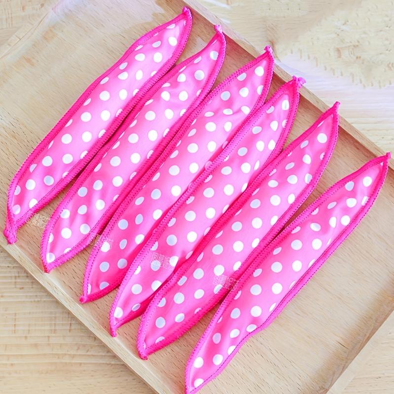 10pcs Pink Polka Dot Hair Curlers Heatless Rollers DIY Styling Tool