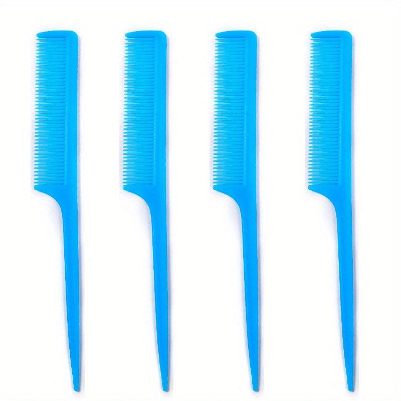 4pcs Carbon Fiber Rat Tail Comb Set for Barber and Home Use