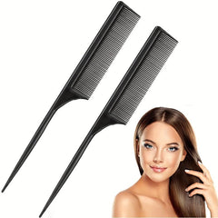 4pcs Carbon Fiber Rat Tail Comb Set for Barber and Home Use