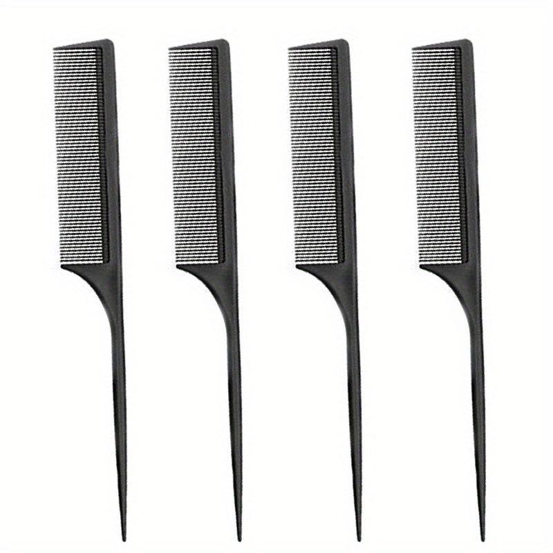 4pcs Carbon Fiber Rat Tail Comb Set for Barber and Home Use