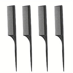 4pcs Carbon Fiber Rat Tail Comb Set for Barber and Home Use