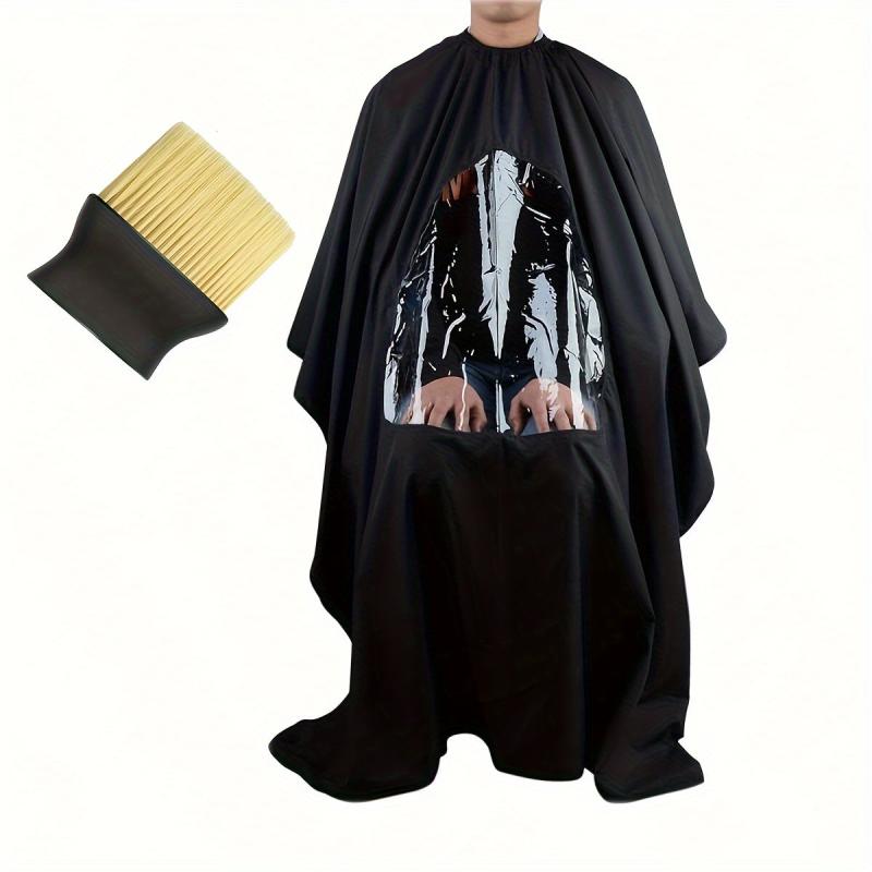 Barber Hair Cutting Shawl with Neck Dusting Brush