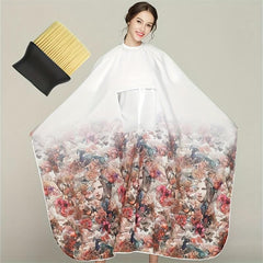 Barber Hair Cutting Shawl with Neck Dusting Brush