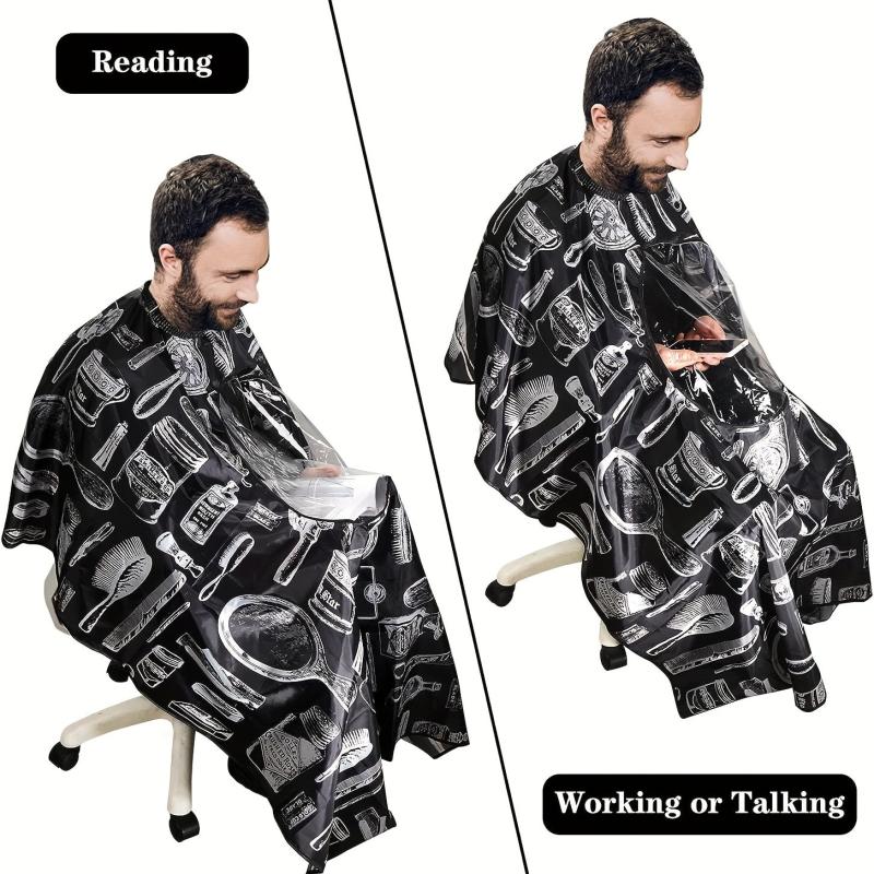 Barber Hair Cutting Shawl with Neck Dusting Brush