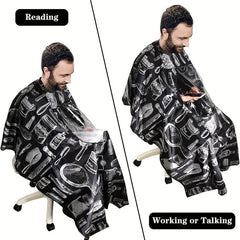 Barber Hair Cutting Shawl with Neck Dusting Brush