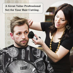 Barber Hair Cutting Shawl with Neck Dusting Brush