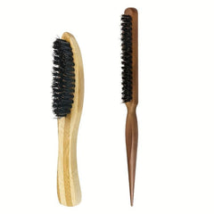 Wooden Boar Bristle Beard Brush Rat Tail Comb Combo