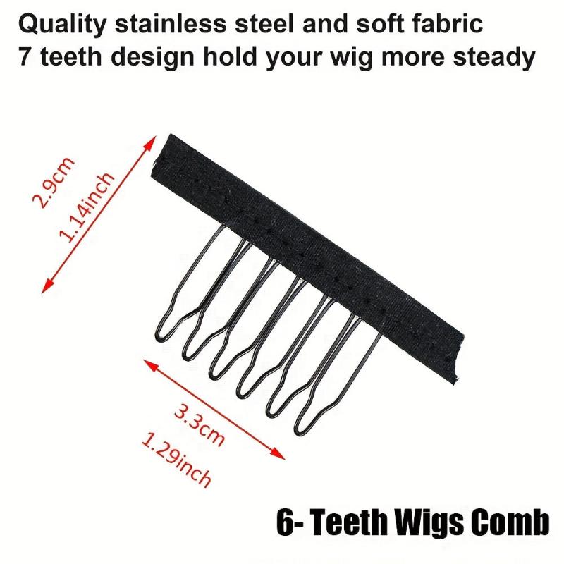 20 Pcs Wig Combs 6 teeth Hair Extension Clips Stainless Steel Wig Clips Combs