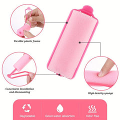 12pcs Pink Foam Cushion Hair Rollers Curlers DIY Curls Hairdressing Tool Kit