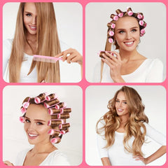 12pcs Pink Foam Cushion Hair Rollers Curlers DIY Curls Hairdressing Tool Kit