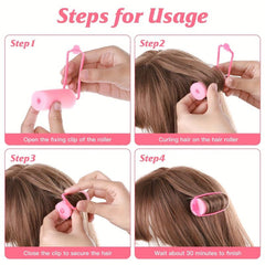12pcs Pink Foam Cushion Hair Rollers Curlers DIY Curls Hairdressing Tool Kit