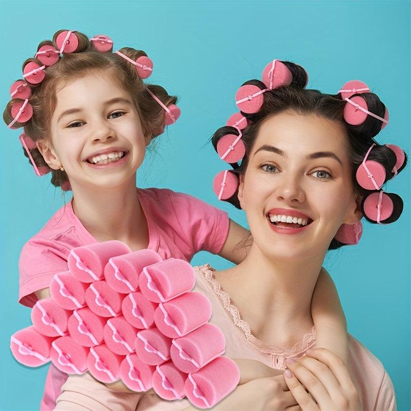 12pcs Pink Foam Cushion Hair Rollers Curlers DIY Curls Hairdressing Tool Kit
