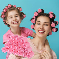 12pcs Pink Foam Cushion Hair Rollers Curlers DIY Curls Hairdressing Tool Kit