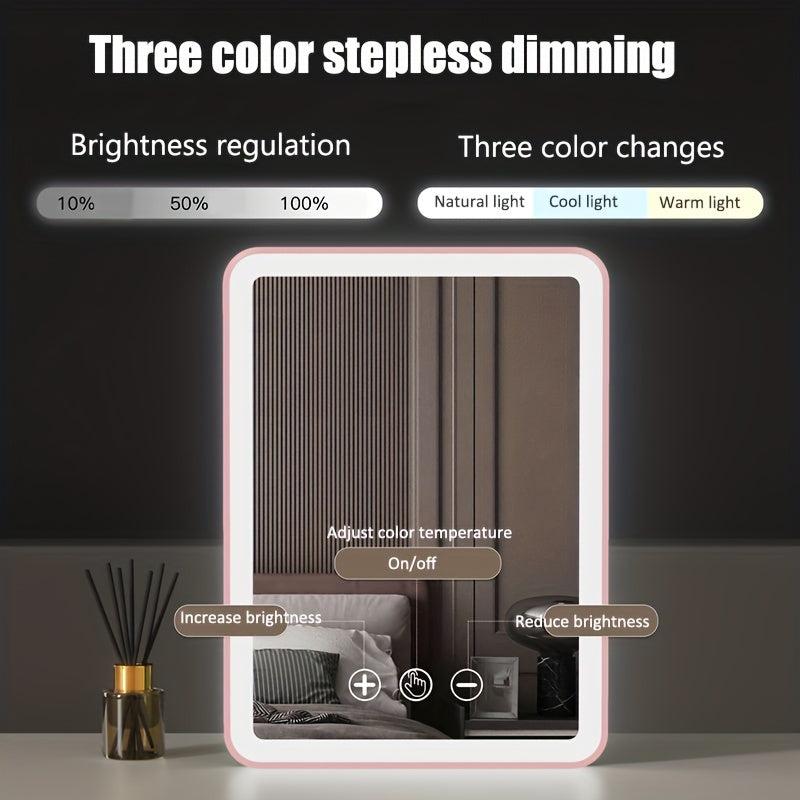 LED Lighted Touch Screen Makeup Mirror USB Rechargeable