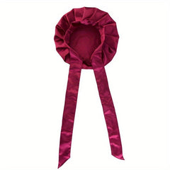 Solid Satin Bonnet Wide Stretch Ties Silky Turban Head Wrap