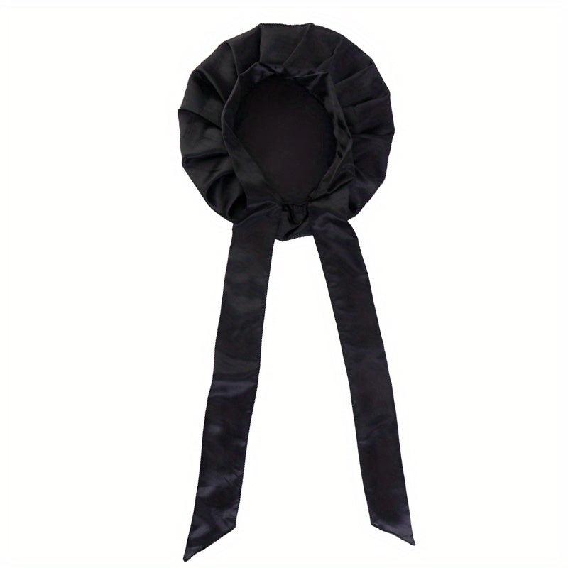 Solid Satin Bonnet Wide Stretch Ties Silky Turban Head Wrap