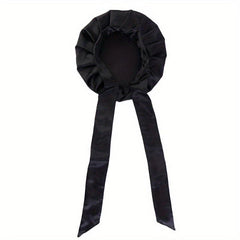 Solid Satin Bonnet Wide Stretch Ties Silky Turban Head Wrap