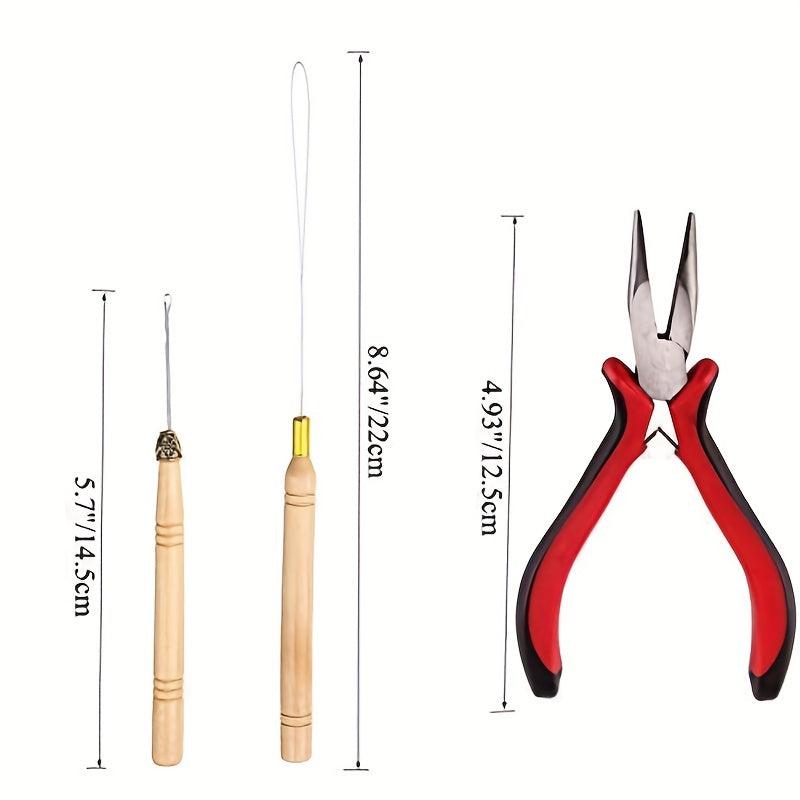 Hair Extensions Kit Pliers Hooks Rings Tool For Extensions