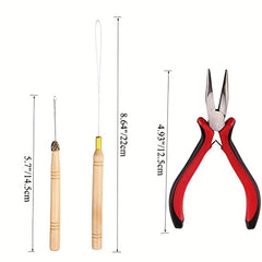 Hair Extensions Kit Pliers Hooks Rings Tool For Extensions
