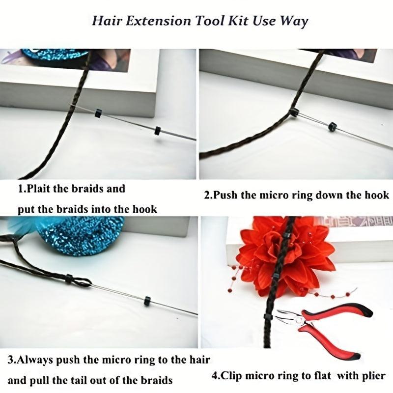 Hair Extensions Kit Pliers Hooks Rings Tool For Extensions