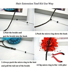 Hair Extensions Kit Pliers Hooks Rings Tool For Extensions