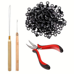 Hair Extensions Kit Pliers Hooks Rings Tool For Extensions