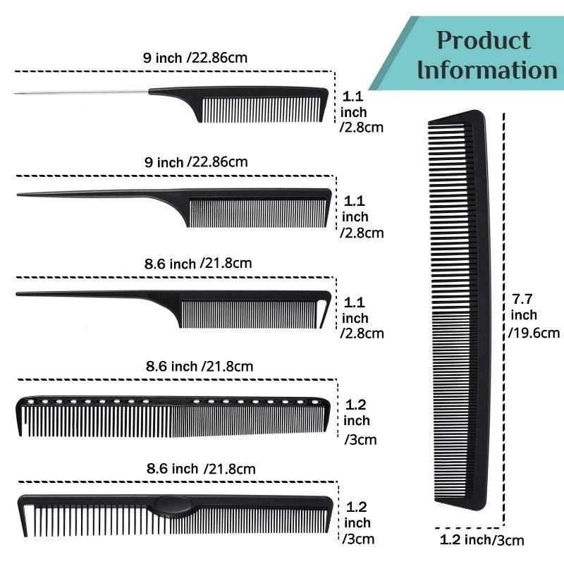 6pcs Carbon Fiber Hairdressing Comb Set