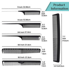 6pcs Carbon Fiber Hairdressing Comb Set