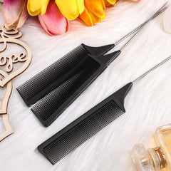 3pcs Heat Resistant Rat Tail Comb Stainless Steel Needle Tail