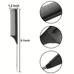 3pcs Heat Resistant Rat Tail Comb Stainless Steel Needle Tail