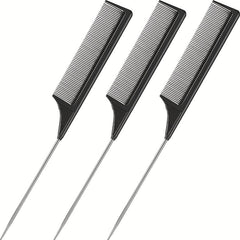 3pcs Heat Resistant Rat Tail Comb Stainless Steel Needle Tail
