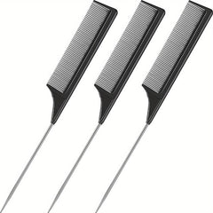 3pcs Heat Resistant Rat Tail Comb Stainless Steel Needle Tail