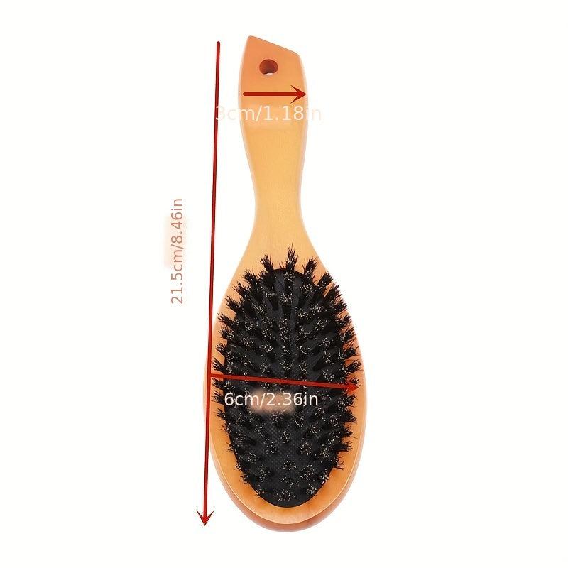 Anti Static Light Brown Boar Bristle Hair Brush for Scalp Massage
