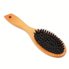 Anti Static Light Brown Boar Bristle Hair Brush for Scalp Massage