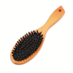 Anti Static Light Brown Boar Bristle Hair Brush for Scalp Massage