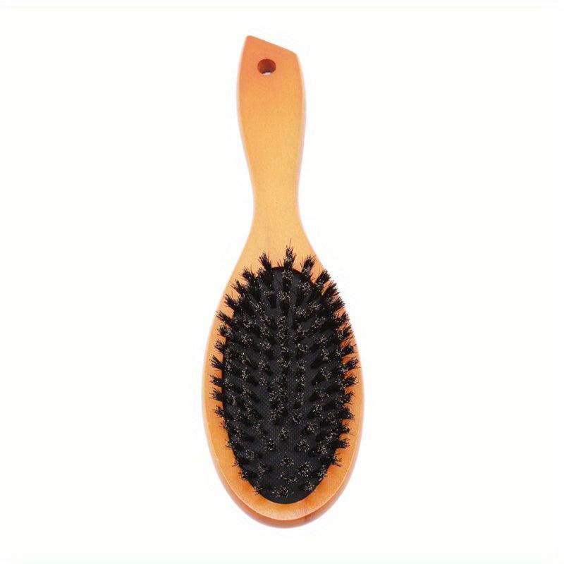 Anti Static Light Brown Boar Bristle Hair Brush for Scalp Massage