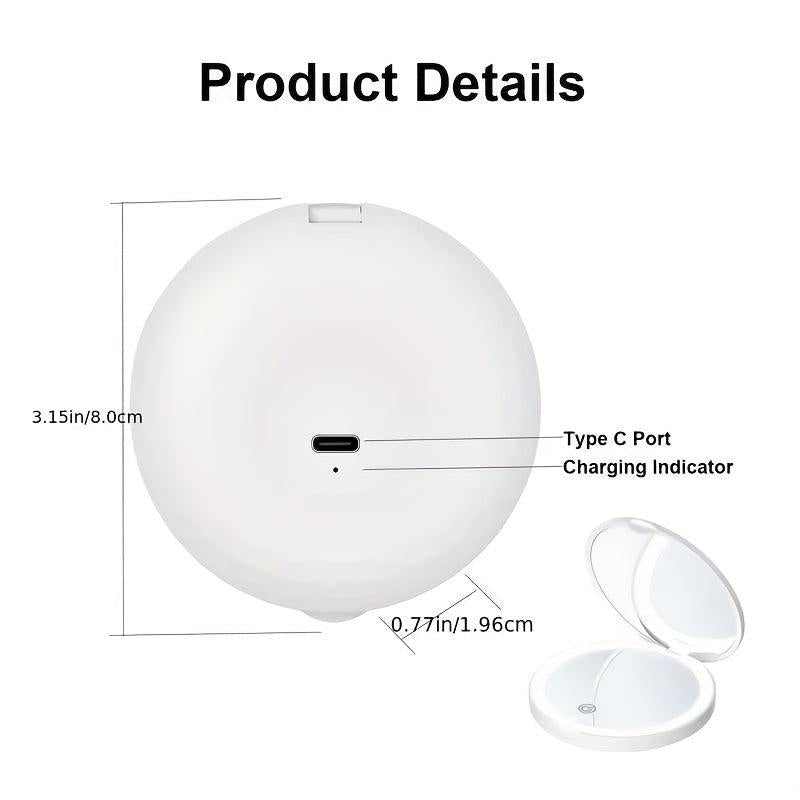 LED Pocket Makeup Mirror 1X 3X Magnified Compact Mirror With Light
