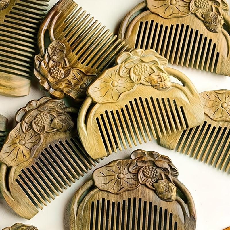 Lotus Flower Sandalwood Comb Natural Portable and Gentle on Hair