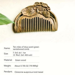 Lotus Flower Sandalwood Comb Natural Portable and Gentle on Hair