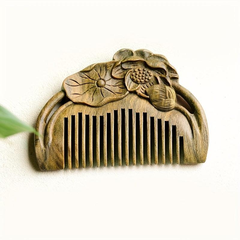 Lotus Flower Sandalwood Comb Natural Portable and Gentle on Hair