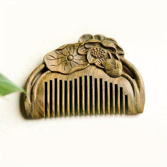 Lotus Flower Sandalwood Comb Natural Portable and Gentle on Hair