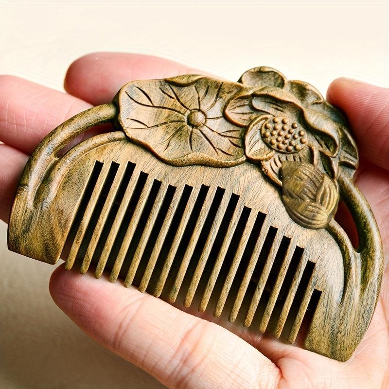 Lotus Flower Sandalwood Comb Natural Portable and Gentle on Hair