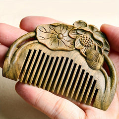 Lotus Flower Sandalwood Comb Natural Portable and Gentle on Hair