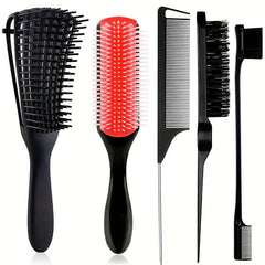 5Pcs Detangling Brush Set Cushion Nylon Bristle Shampoo Brush Dual Edge Brush